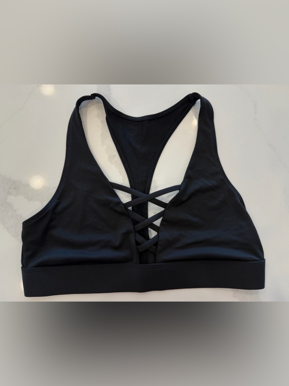 PINK Victoria’s Secret Black Strappy Front Sports Bra Large